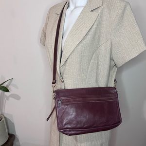 Vintage oxblood leather crossbody